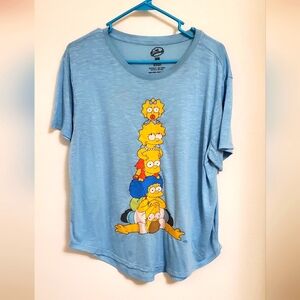 The Simpsons Blue Graphic T-Shirt with Cartoon Family Design Size 3X (21)